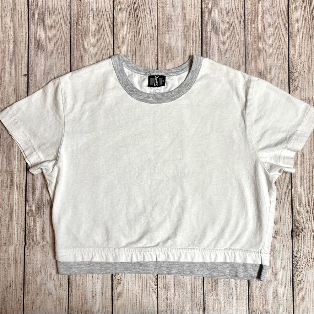 Body Code Short Sleeve T-Shirt Crop Top White/Grey